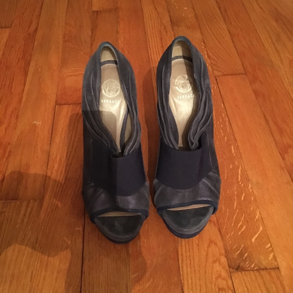 Versace blue suede shoes